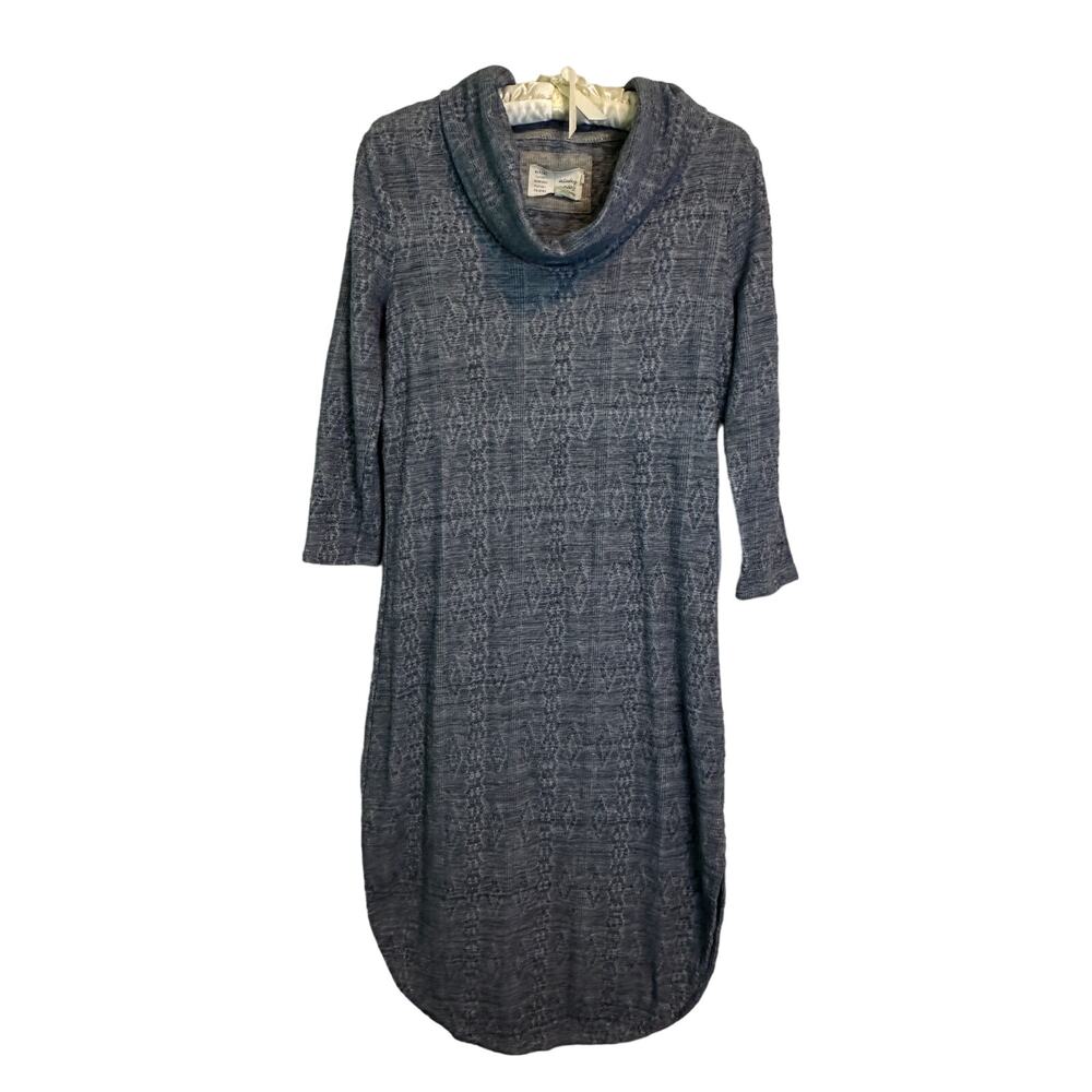 Anthropologie Saturday Sunday Dress Midi Cowl‎ Neck Blue Size Small Cotton Blend